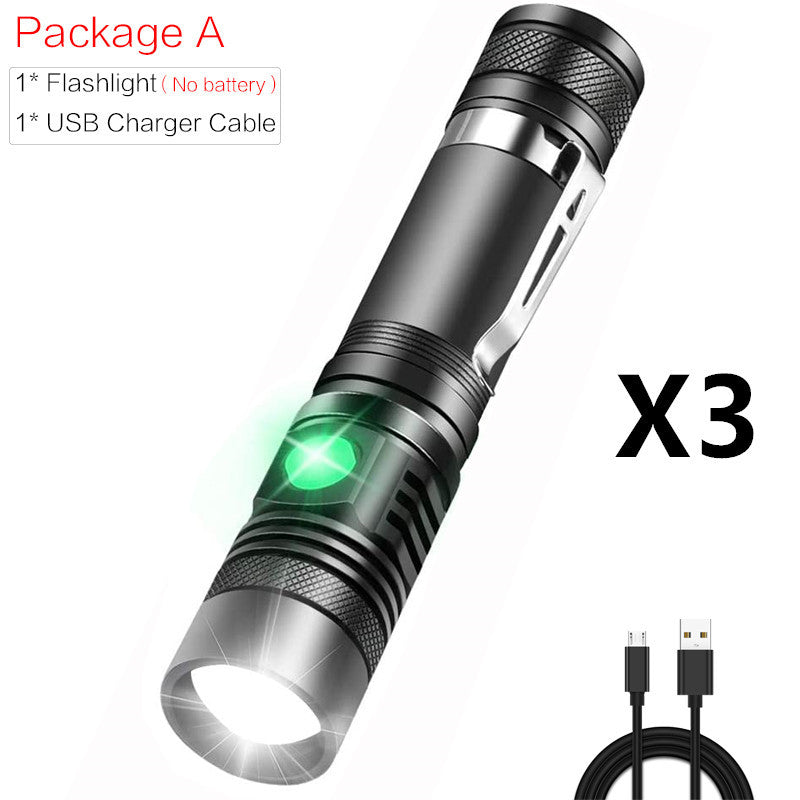 Portable Mini WT518 T6 1000Lumens 3 Modes Black Zoomable LED Flashlight Lighting Clicky Clip on Flashlights Torches Lightweig
