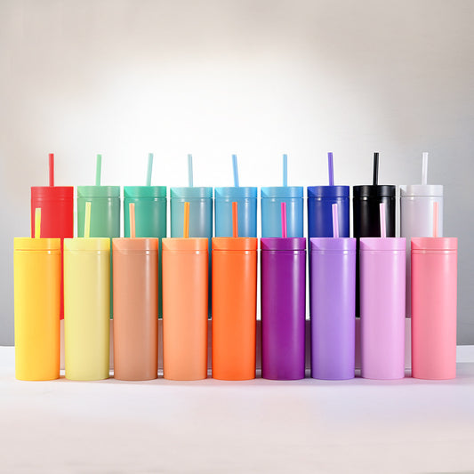 Double Layer AS Plastic Straight Body Multicolor Frosted Straw Cup 08d7f510 7c67 4c56 a6ce 5d4787036c42