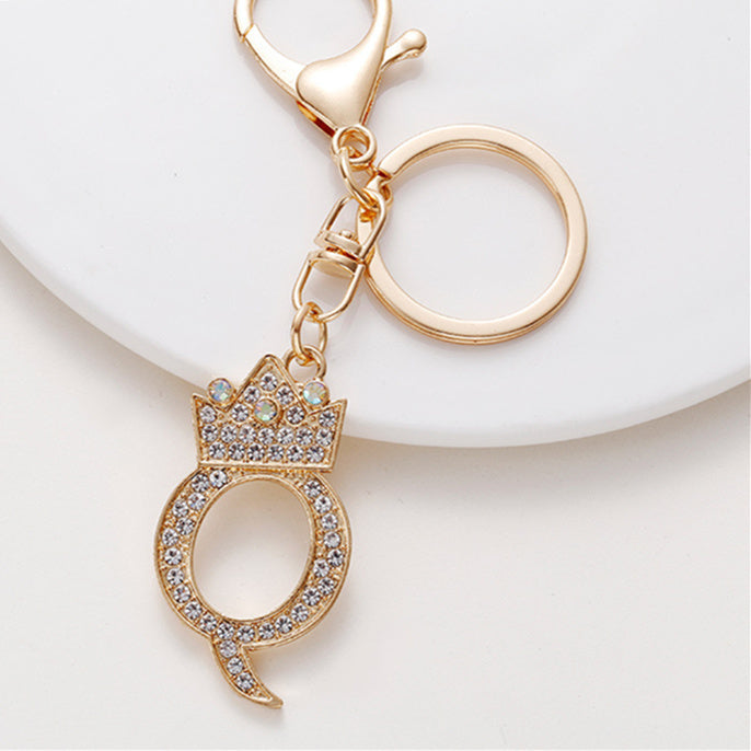 Metal Diamond-encrusted 26 English Crown Alphabet Keychain 08e78cea d722 4d1d 9011 1e41ee267167