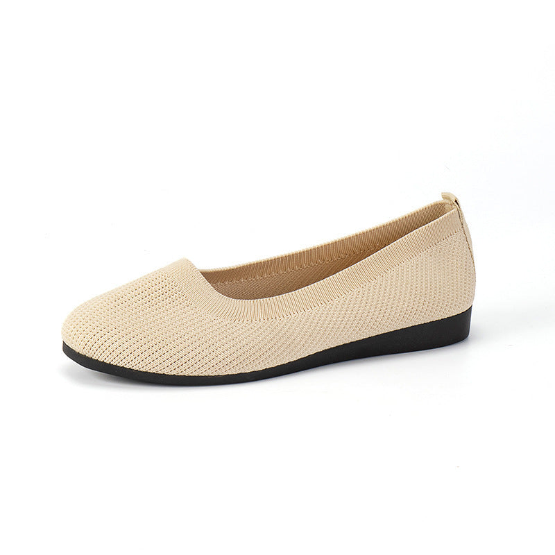 Round Toe Flats Shoes Casual Comfortable Soft Slip On Knit Mesh Shoes For Women 0924e98f 22b2 4409 9093 af7ab5396279