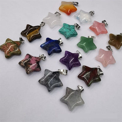 Natural Stone Crystal Agate Shuangbu Face Five-pointed Star Pendant 09478ee8 41a3 47e7 8866 84868ff45b3e fine