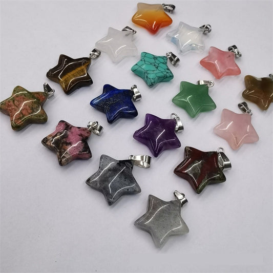 Natural Stone Crystal Agate Shuangbu Face Five-pointed Star Pendant 09478ee8 41a3 47e7 8866 84868ff45b3e fine