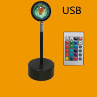Upgrade Rainbow Sunset Projector Lamp Atmosphere Light Home Coffee Shop Background Wall Decoration Remote Control Sunset Lamp