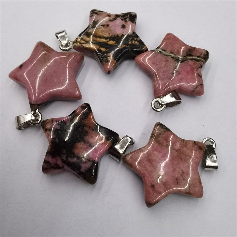 Natural Stone Crystal Agate Shuangbu Face Five-pointed Star Pendant 09585aef 8bf3 48b8 a52e 1170b390b492 fine
