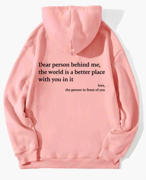 Dear Person Behind Me,the World Is A Better Place,with You In It,love,the Person In Front Of You,Women's Plush Sweater Plain 