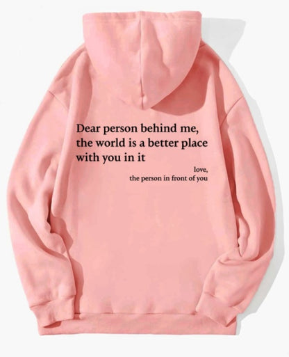Dear Person Behind Me,the World Is A Better Place,with You In It,love,the Person In Front Of You,Women's Plush Sweater Plain 