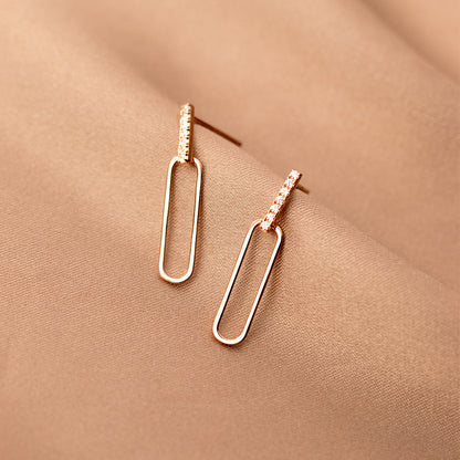 S925 Silver Geometric Hollow Line Diamond Oval Earrings Women 09661c10 d730 4cf7 9541 a44e70c2444e