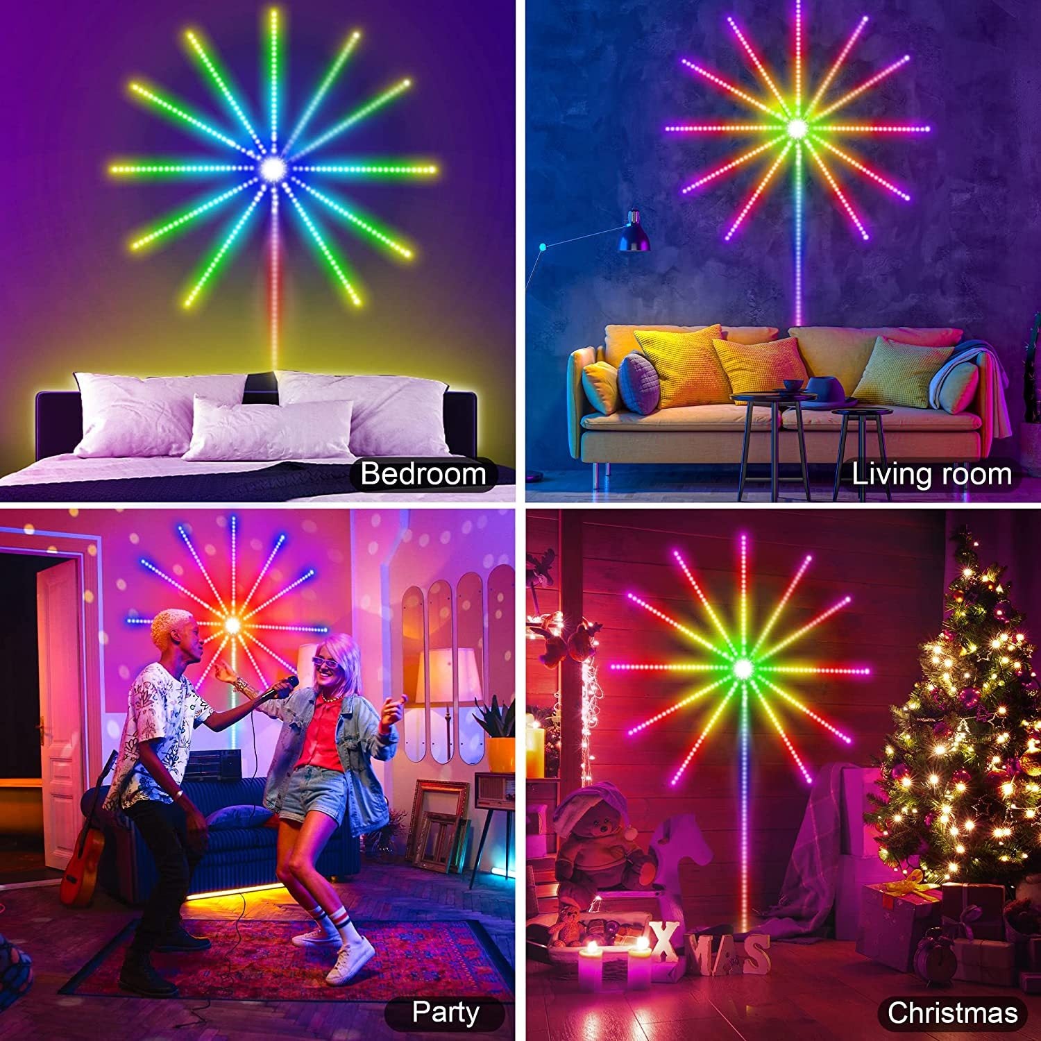 Firework Lights LED Strip Music Sound Sync Color Changing Remote Control LED Firework Light For Room Party 0977fa87 811d 44fe