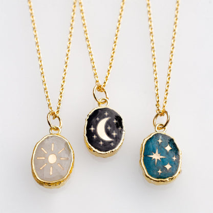 XINGX Sun Moon Natural Stone Carvings Necklace 098c739c a668 44a6 9379 8c31a263584f
