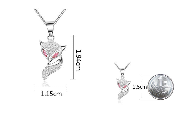 925 Sterling Silver Genuine Micro Inlaid Zircon Fox Pendant - HD Wireless Product #7