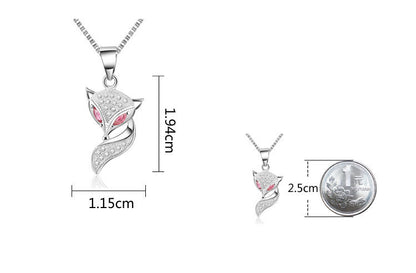 925 Sterling Silver Genuine Micro Inlaid Zircon Fox Pendant - HD Wireless Product #7