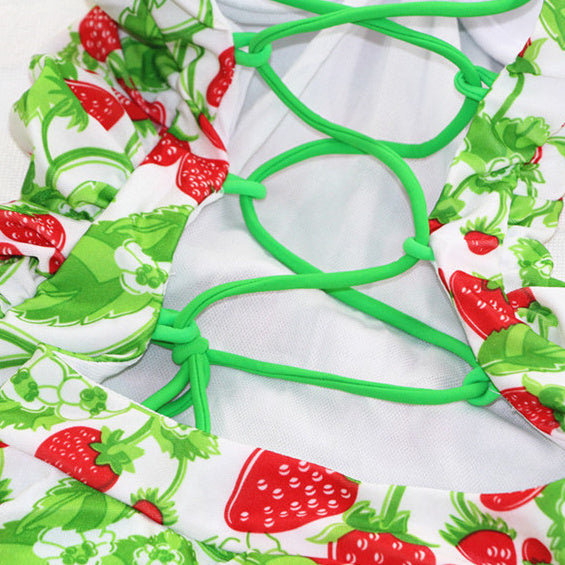 Women's One-piece Swimwear Cross Strap Backless Steel Bracket Push Up Cute Strawberry Swimsuit 09cb2699 8e8f 4de6 9f69 ac96a1