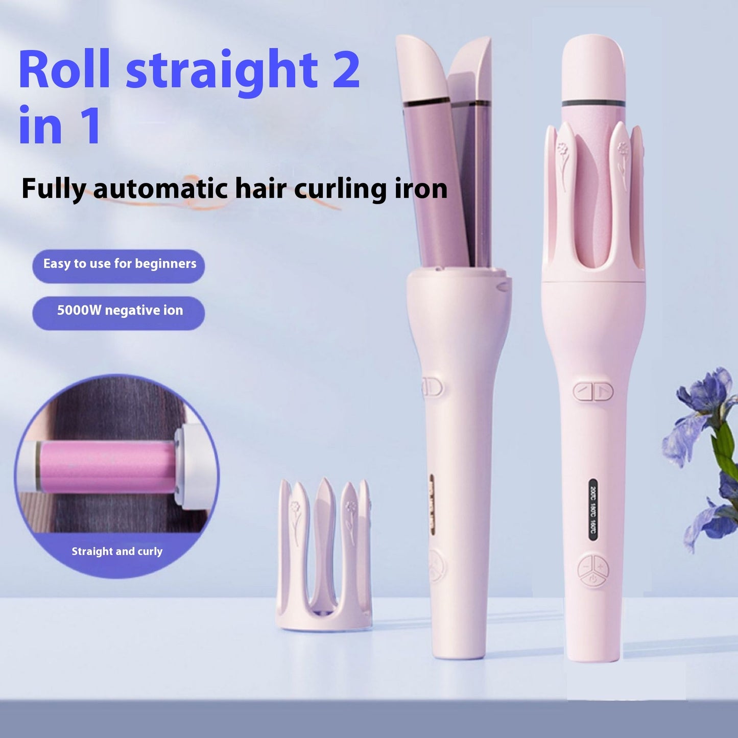 New 2 In 1 Automatic Hair Curler Straightener Negative Ion Electric Ceramic Fast Heating Rotating Magic Curler 09de53f2 9f15 
