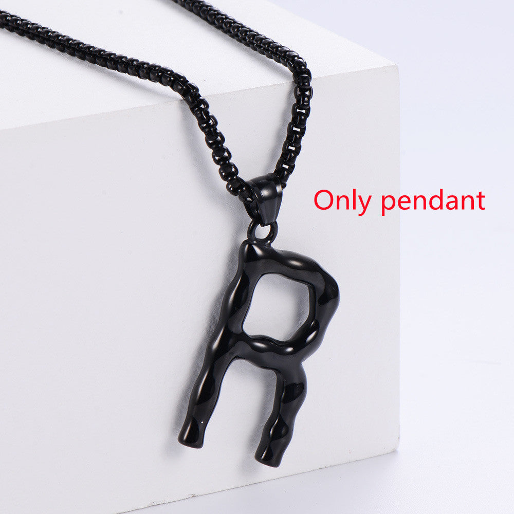 Three-dimensional 26 English Letter Pendant Necklace Fashion Jewelry Titanium Steel Couple Ornament 0a0c1f1d 1585 4027 aee2 6