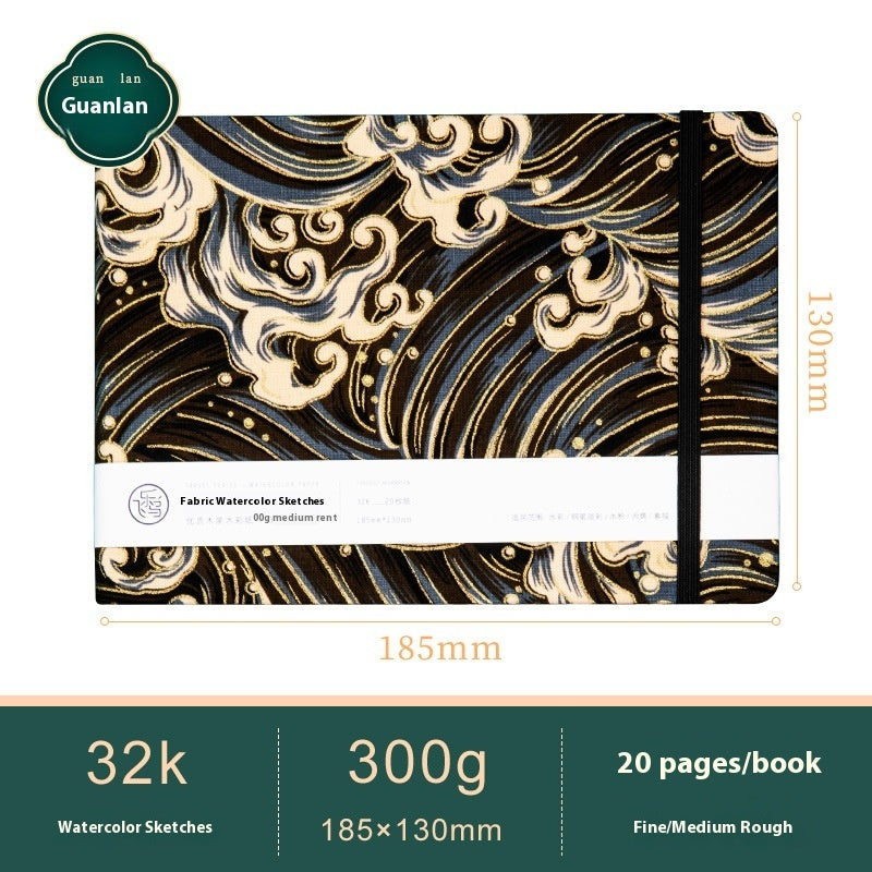 Feiluniao Watercolor Notebook Fabric Handmade Mini Portable Portable Character Sketch Hand Painted Graffiti Drawing Book - 图片 15