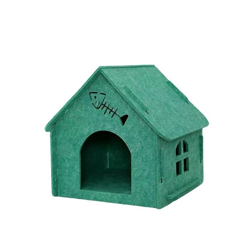 Felt Cat Bed Four Seasons Universal Removable And Washable Small House Semi-closed Warm Pet Bed 0a20a7bd befd 43ee 8bdb 57268