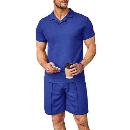 Summer New Waffle V-neck Polo Shirt Men's Suit 0a33ef65 5637 4e7c 9ffd 74762da5ab85