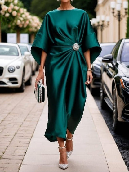 Women's Commuting Elegant Elegant Flower Beads Decorative Satin Design Dress