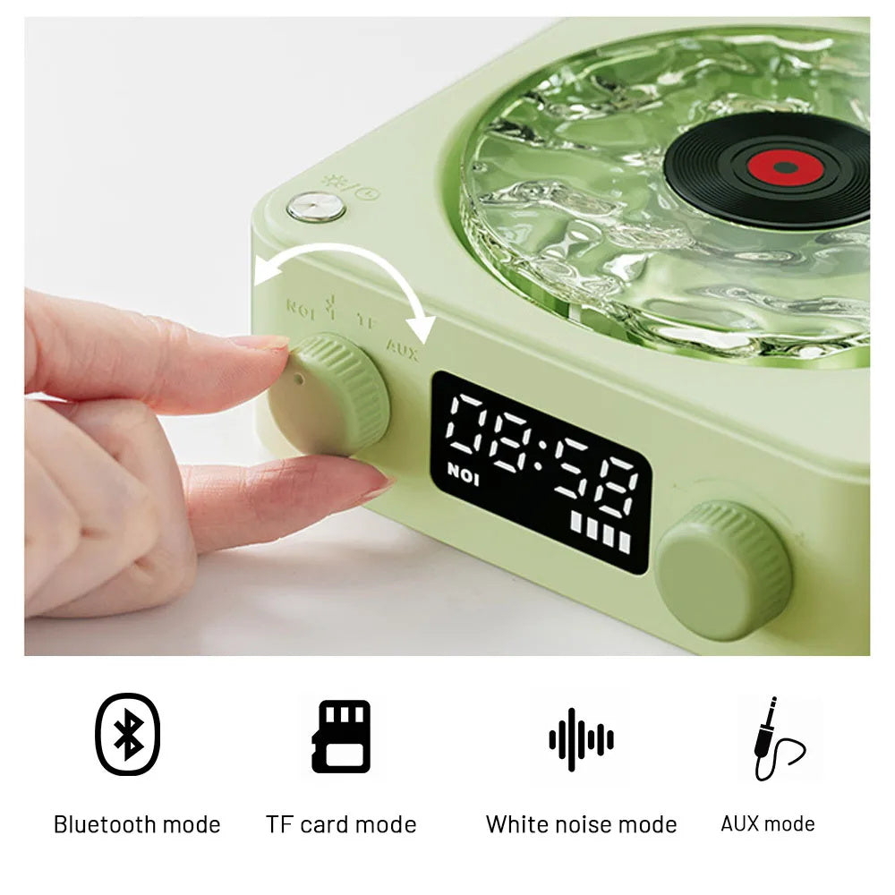 Retro Turntable Speaker Wireless Bluetooth-compatible 5.0 Vinyl Record Player Stereo Sound With White Noise RGB Projection La