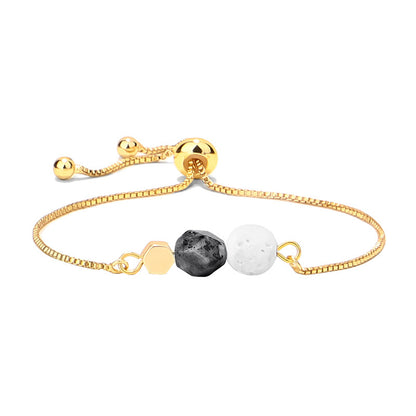 14K Gold Plated Color Preserving Box Chain Tiger Eye Volcanic Stone Yoga Bracelet - HD Wireless Product #6