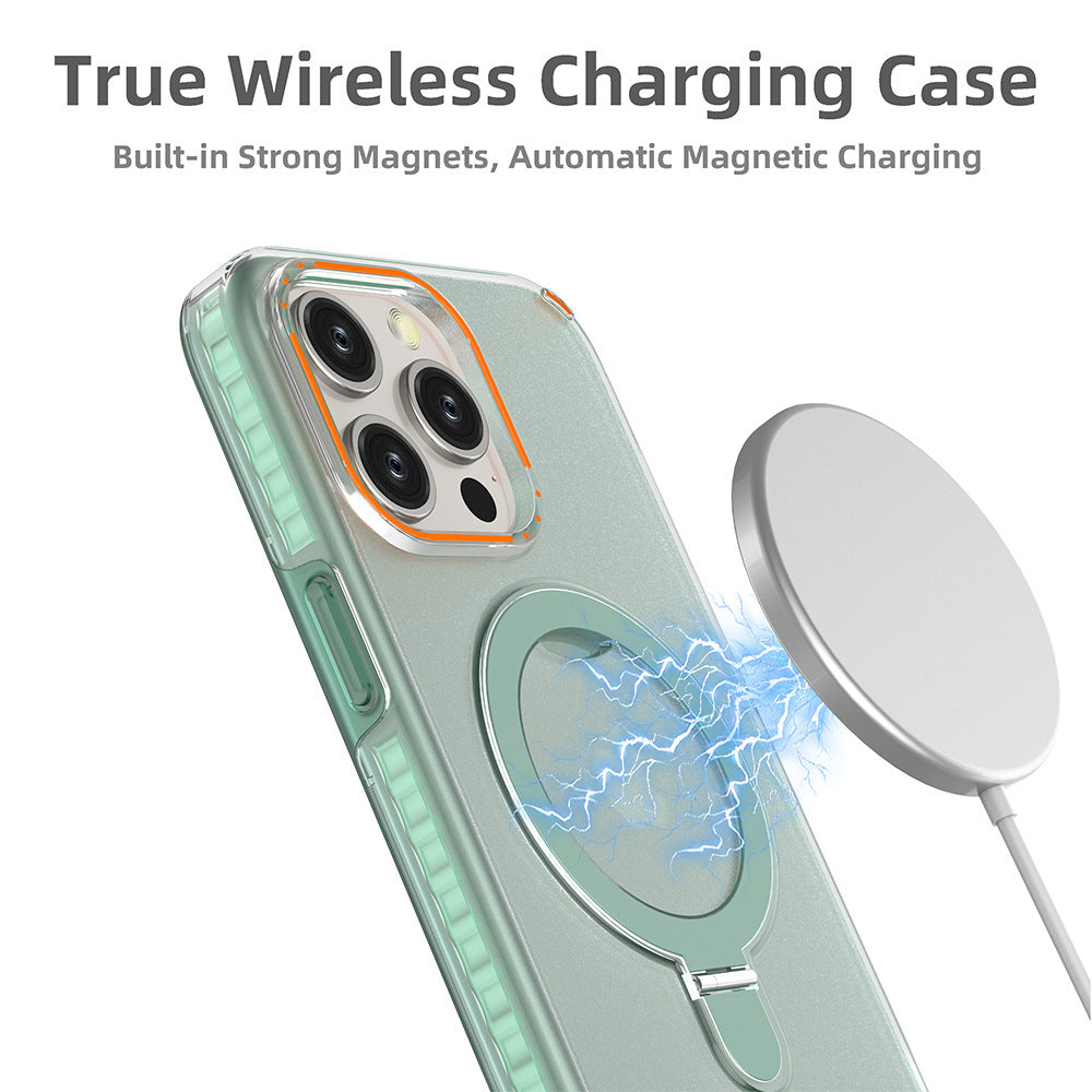 New Colorful Magnetic Bracket Phone Case With Holder Stand Cover For Magesafe Magnetic Transparent Wireless Charge Case For P
