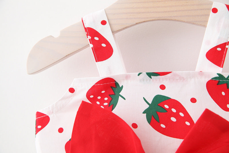 Girl's Straw Hat Skirt With Strawberry Big Bow Suspenders 0a638fdc c4d5 4987 9ff8 dd7c426322ab