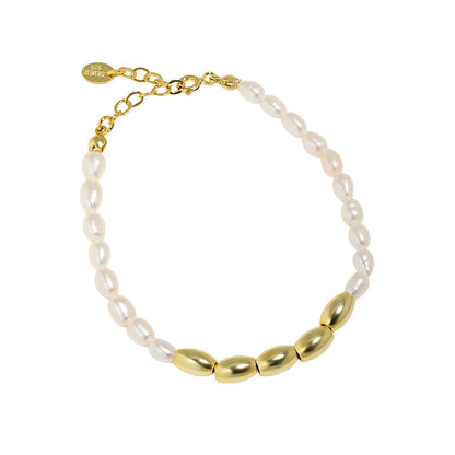 Pearl Rice Spliced S925 Sterling Silver Bracelet Female 0a6598a8 f014 4d78 9975 ded2a009742c