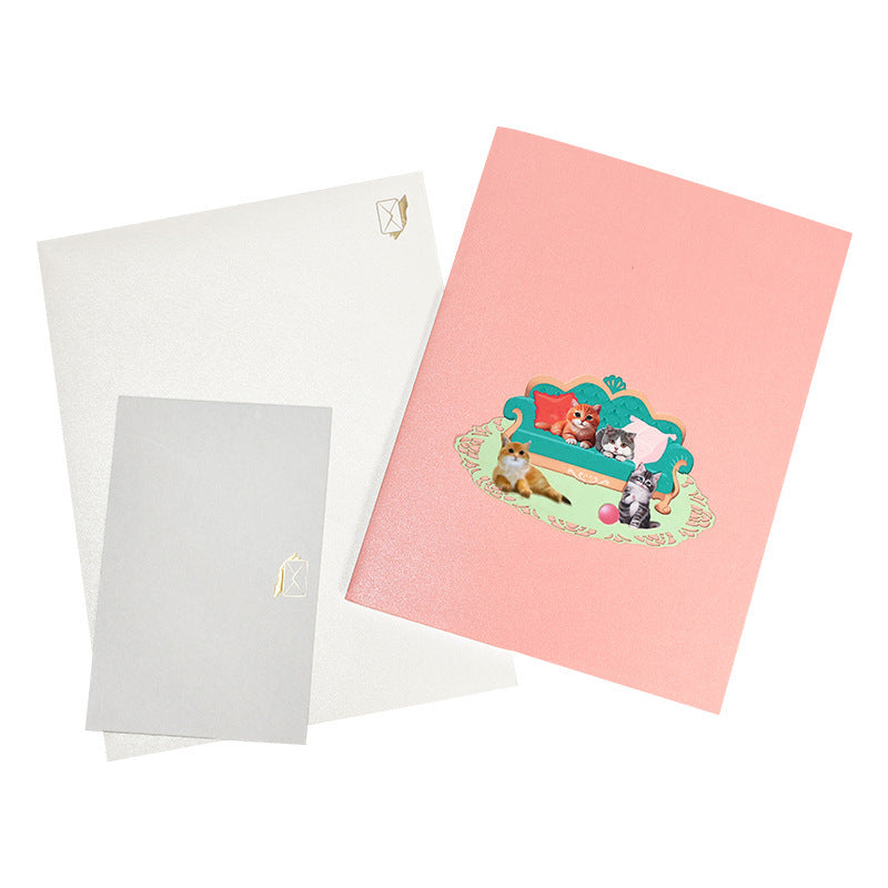 Creative Animal Greeting Card Cat 3D Handmade Gift On Sofa 0a67ce07 c2c6 4554 9250 56265a1cef28