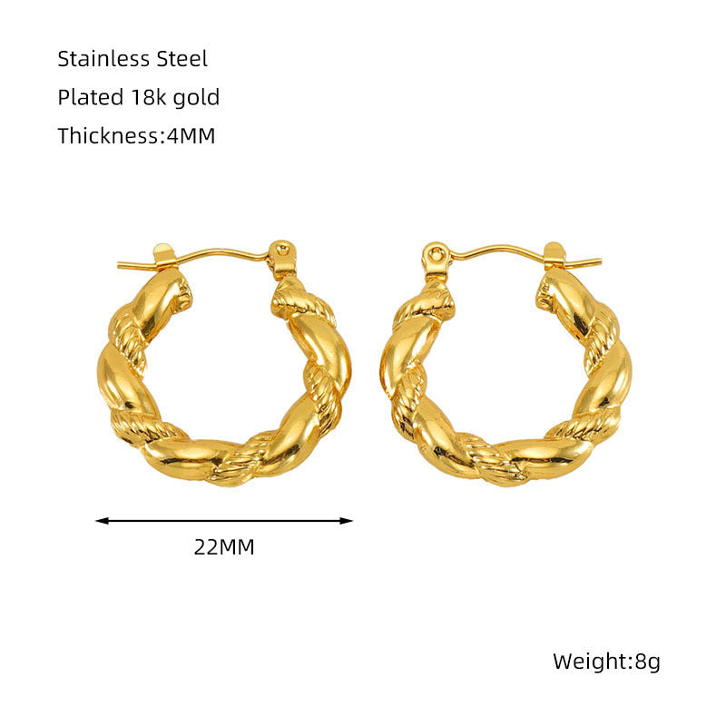 Titanium Steel Round Twist Stud Earrings High Sense 0a83342f e968 49a9 9239 a82c74ecd0ef