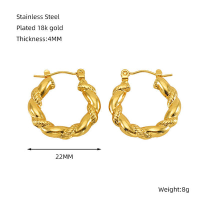 Titanium Steel Round Twist Stud Earrings High Sense 0a83342f e968 49a9 9239 a82c74ecd0ef