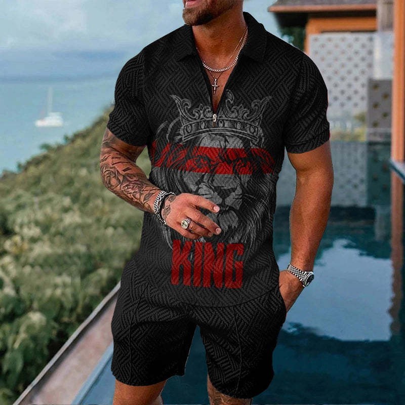 Fashion Casual Zipper Short Sleeve Suit 0aba3e58 22e3 4f29 a854 efd8de9f8a04