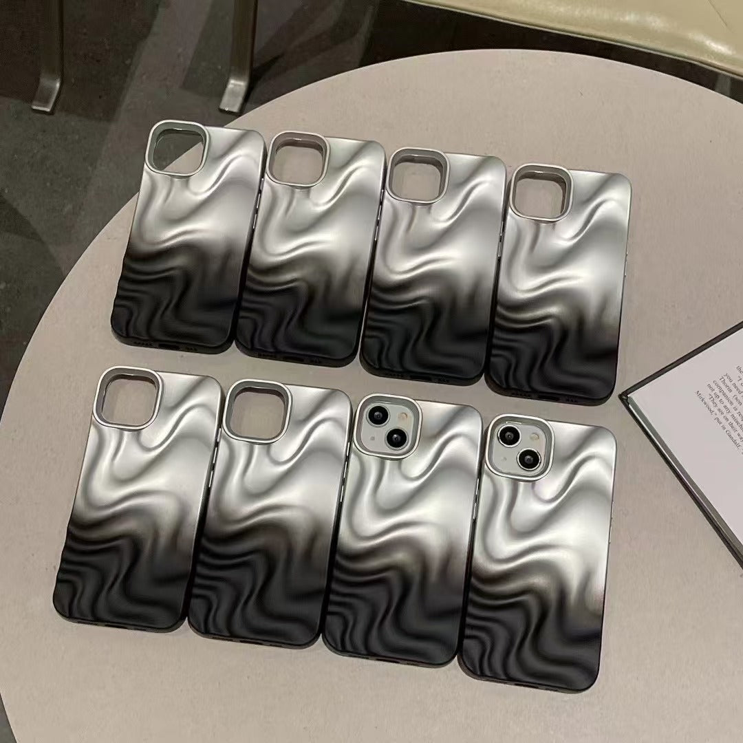 Simple Silver Black Water Ripple Three-dimensional Phone Case - 图片 2