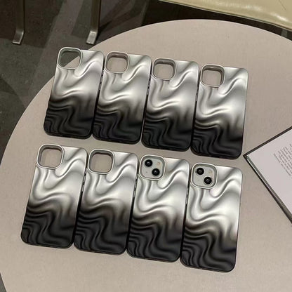 Simple Silver Black Water Ripple Three-dimensional Phone Case - 图片 2