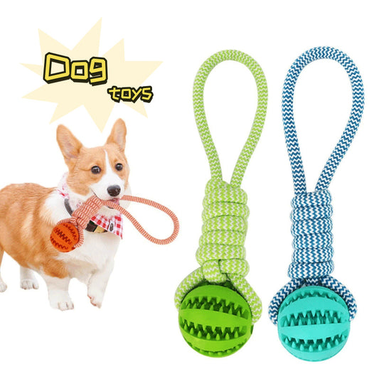 Dog Toys Balls Interactive Treat Rope Rubber Leaking Balls For Small Medium Dogs Chewing Bite Resistant Pet Tooth Cleaning 0a