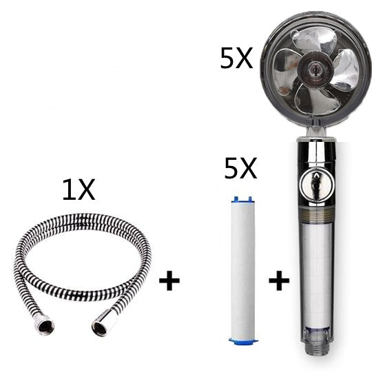 Propeller Driven Shower Head With Stop Button And Cotton Filter Turbocharged High Pressure Handheld Shower Nozzle 0b158b75 5e
