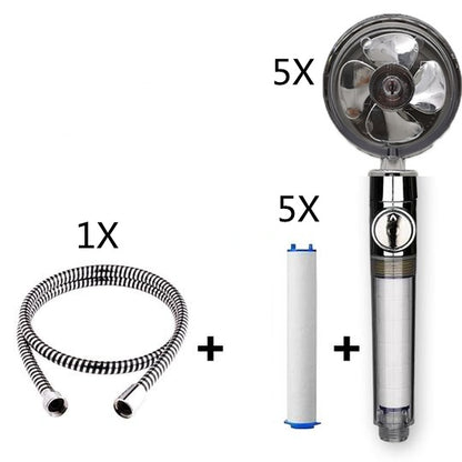 Propeller Driven Shower Head With Stop Button And Cotton Filter Turbocharged High Pressure Handheld Shower Nozzle 0b158b75 5e