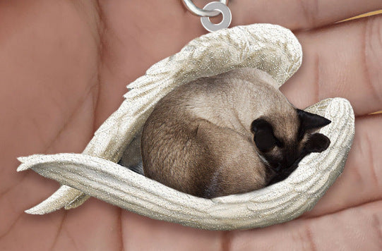 New Unique Dogs And Cats Sleeping Angel Pendant Car Key Ring 0b199471 5dbf 436d 95e4 b2d8e3dccd9d