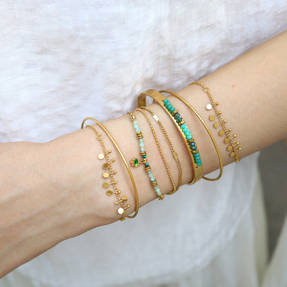 Natural Stone Titanium Steel Bracelet French Retro Twin