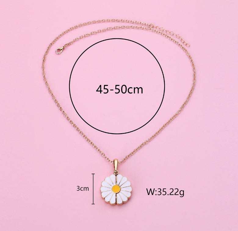 Daisy Stainless Steel Blank Inscription Necklace SUNFLOWER Gold Pendant Drop Oil Chrysanthemum Necklace 0b2e5e53 18e5 4530 9f
