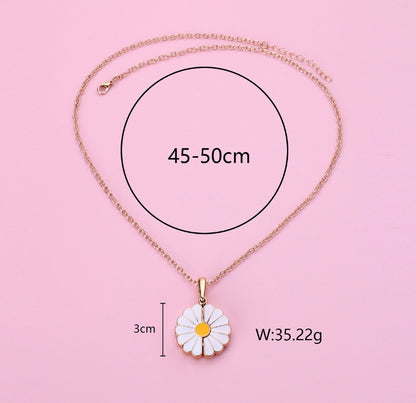 Daisy Stainless Steel Blank Inscription Necklace SUNFLOWER Gold Pendant Drop Oil Chrysanthemum Necklace 0b2e5e53 18e5 4530 9f