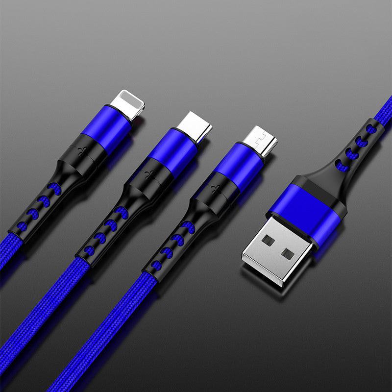Braided One With Three Data Android Fast Charging Cable - 图片 2