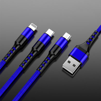Braided One With Three Data Android Fast Charging Cable - 图片 2