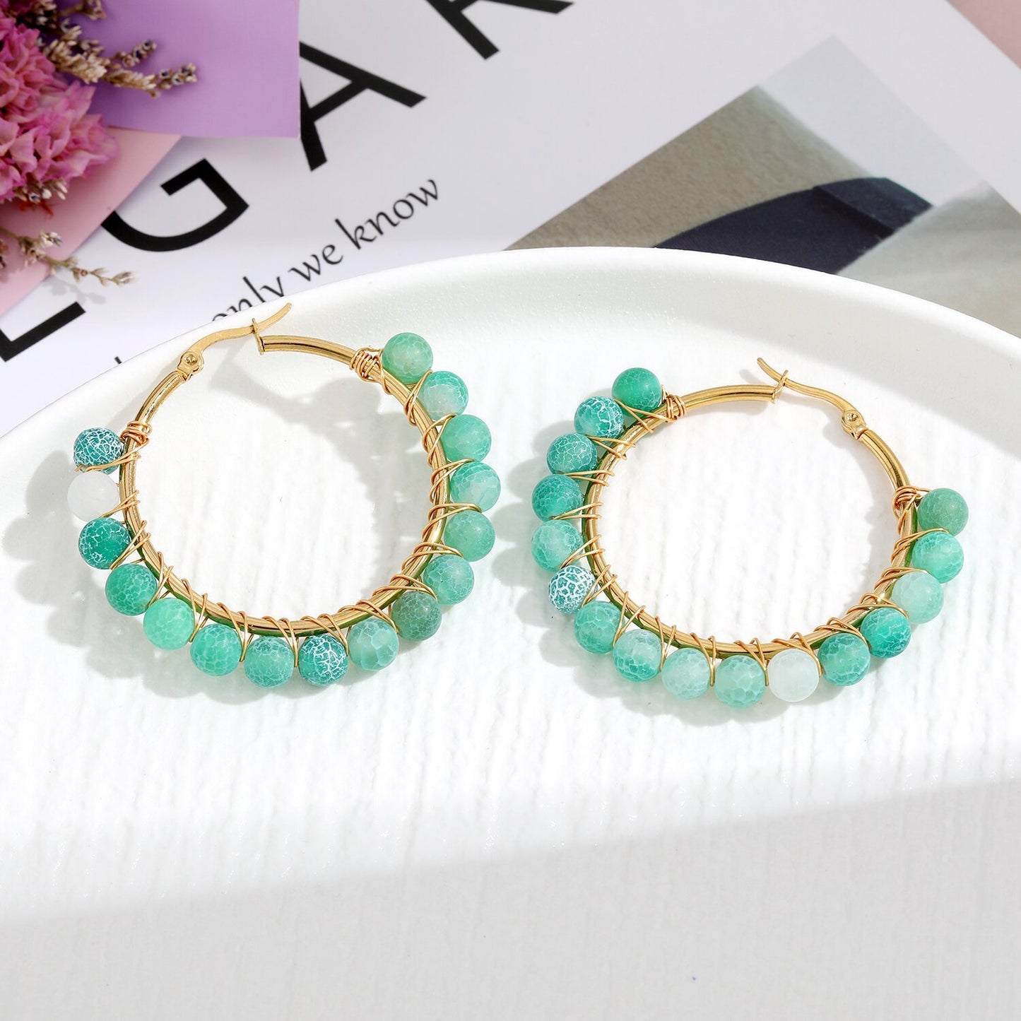 Natural Stone Stainless Steel Winding Earrings 0b3b10d7 5095 4379 9369 f8785f9cb8e3