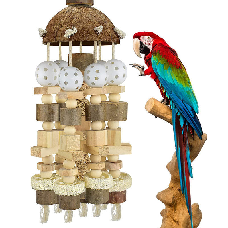 Parrot Toys Nibbling Bird Supplies Wooden Coconut Shell Charcoal Log 0b4f1ad3 e7e5 4853 adce bcdaed06aca5
