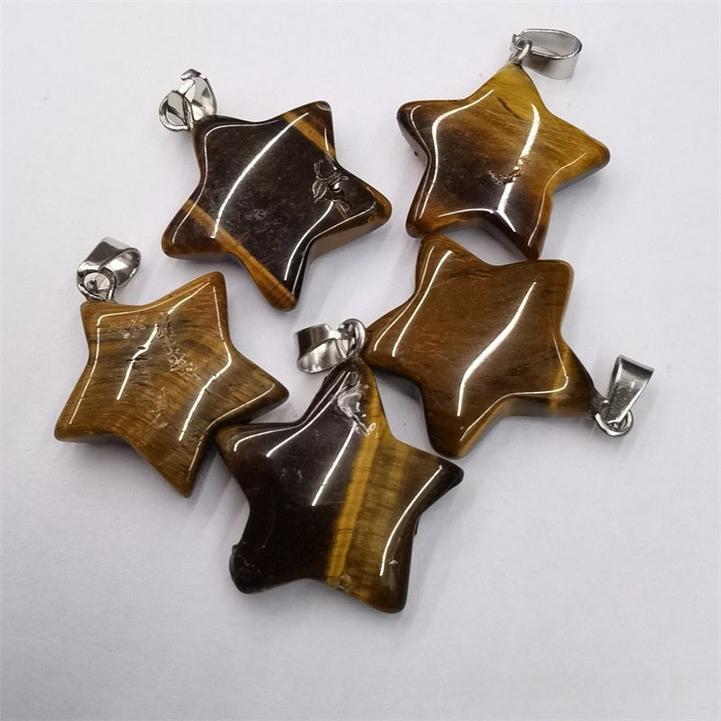 Natural Stone Crystal Agate Shuangbu Face Five-pointed Star Pendant 0b7d1481 91a7 4082 9784 f8daae22a058 fine