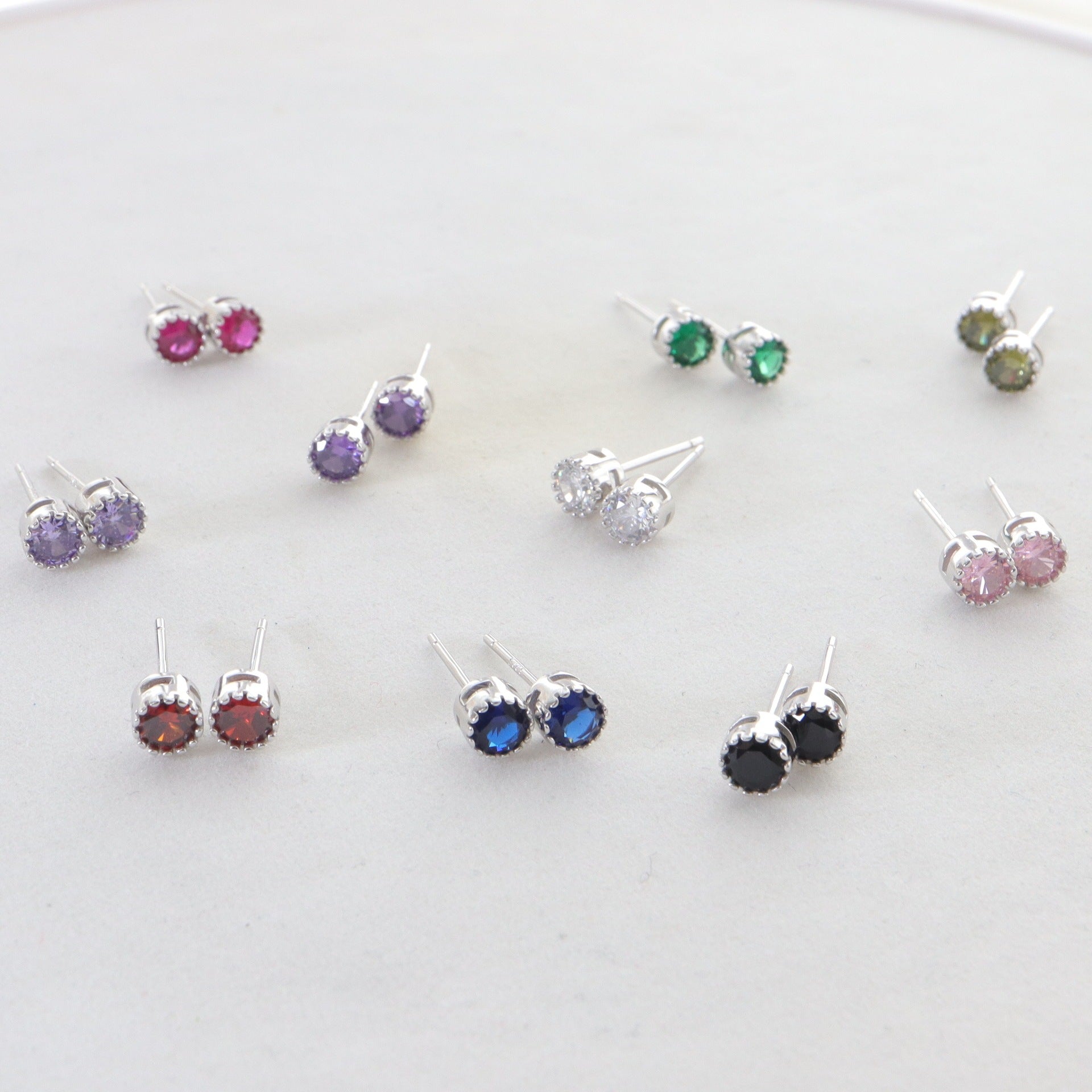 S925 Silver Multi-color Diamond Stud Earrings Single Rhinestone Earrings 0bb463b4 e2a8 41c8 9f27 3a517b5e9056