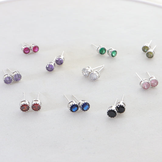 S925 Silver Multi-color Diamond Stud Earrings Single Rhinestone Earrings 0bb463b4 e2a8 41c8 9f27 3a517b5e9056