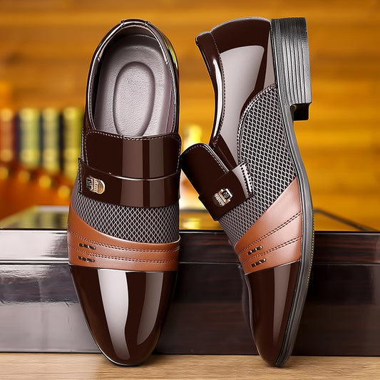 Wine Red Fashion Patchwork Leather Shoes For Men 0bc574d0 8b4d 4e41 ae9b 44ae9947e408