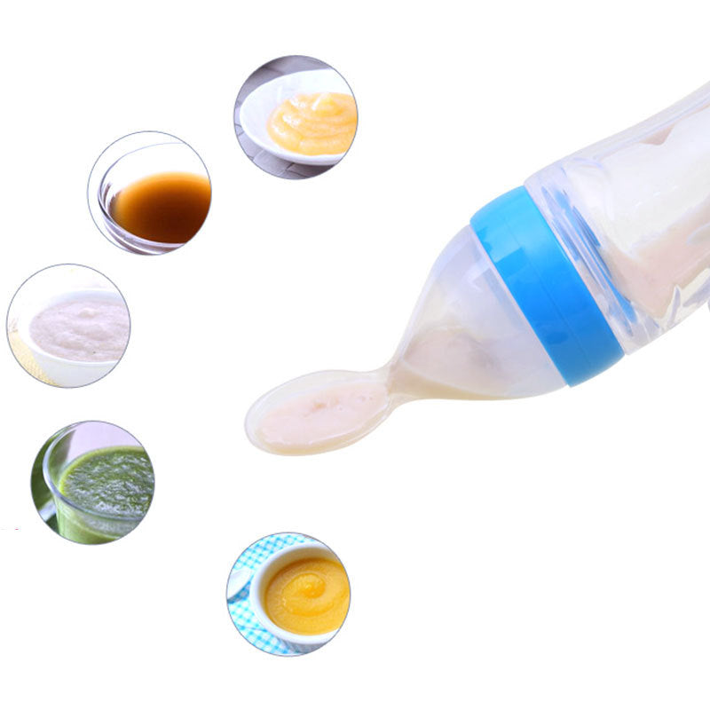 Safe Newborn Baby Feeding Bottle Toddler Silicone Squeeze Feeding Spoon Milk Bottle Baby Training Feeder Food Supplement 0bc8