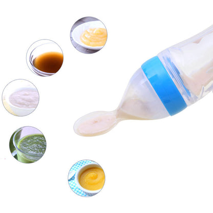 Safe Newborn Baby Feeding Bottle Toddler Silicone Squeeze Feeding Spoon Milk Bottle Baby Training Feeder Food Supplement 0bc8